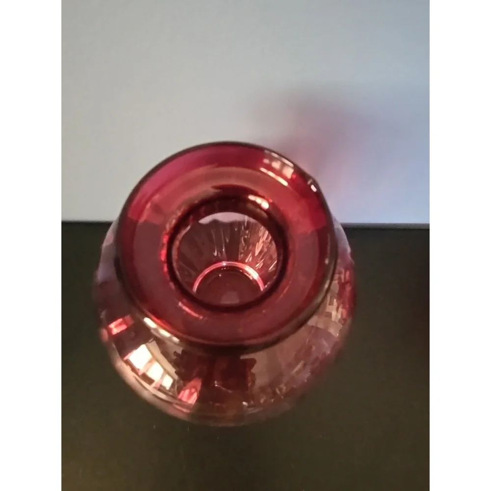 Vintage Cranberry Ruby Red Ribbed Bulbous 6